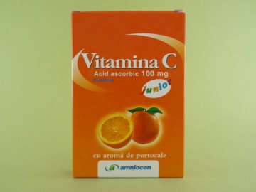 Vitamina C 100 mg junior cu aroma de portocale AMNIOCEN (20 tablete)