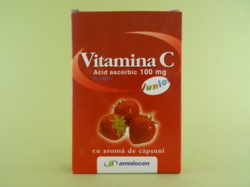 Vitamina C 100 mg junior cu aroma de capsuni  AMNIOCEN