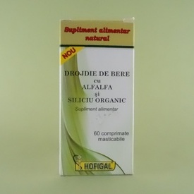 Drojdie de bere cu alfalfa si siliciu organic HOFIGAL (60 de comprimate masticabile)
