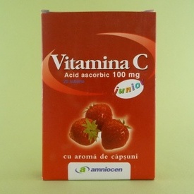Vitamina C 100 mg junior cu aroma de capsuni  AMNIOCEN (20 tablete)