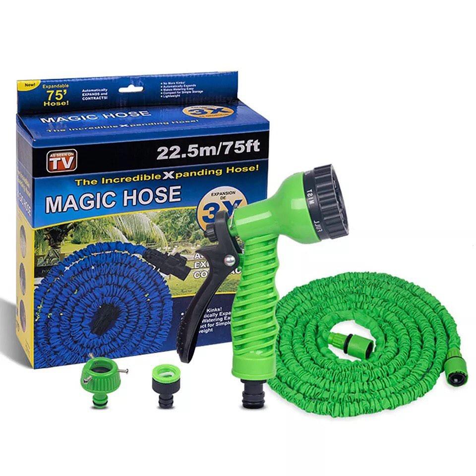 Furtun De Gradina Extensibil 22.5m Cu Pistol Pentru Stropit, Verde, PM-0068