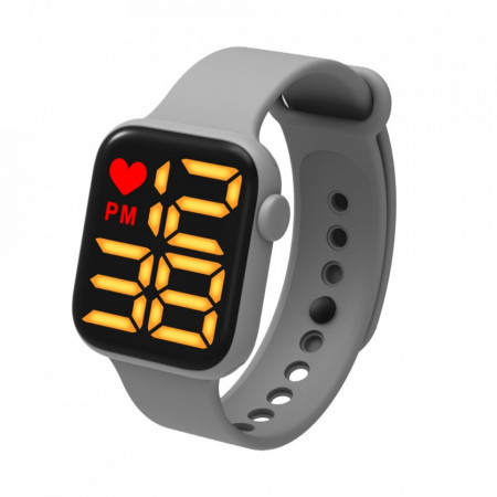 Ceas Sport Led Unisex, Quartz, afisaj Digital, Gri, LED102