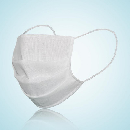 Set 5 bucati, Masca protectie pentru fata Reutilizabila, 100% bumbac, culoare alba, fabricat in Romania