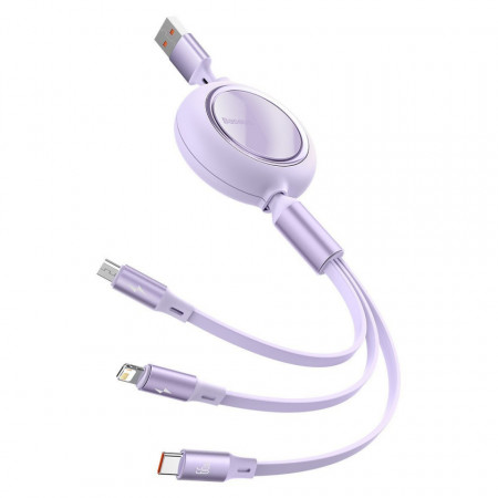 Baseus Cablu Bright Mirror 3 in 1 - USB to Micro USB, Lightning, Tip C - 66W 1,2 metrus (CAMLC-MJ05) purple
