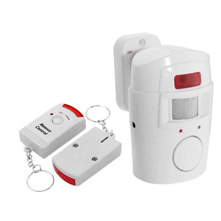 Detector de Miscare Wireless cu Infrarosu, Alarma 105dB si 2 Telecomenzi, Raza Detectie 110 Grade