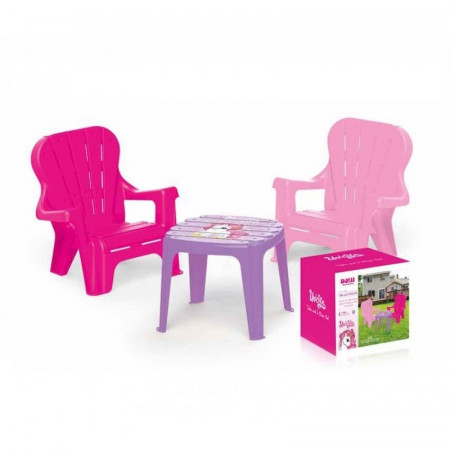Masuta cu 2 scaunele, roz - Unicorn - Dolu