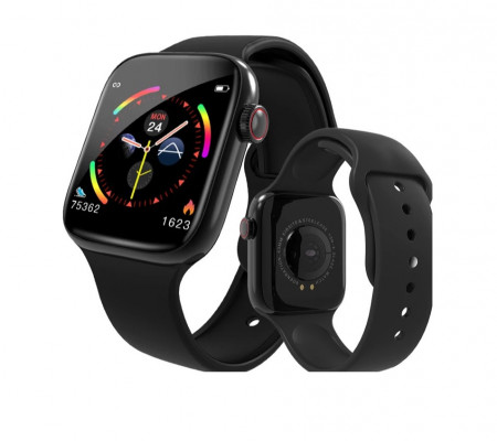 Smartwatch T500, Monitorizare Cardiaca, Tensiune, Sedentarism, Bluetooth 4.2 , Negru, T500-BLACK