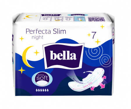 Absorbante Bella, Perfecta Slim Night Extra Soft, 7 bucati