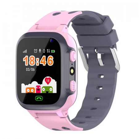 Ceas smartwatch pentru copii, GPS, monitorizare locatie, camera foto frontala, buton SOS, functie telefon, roz, PMSW01P3