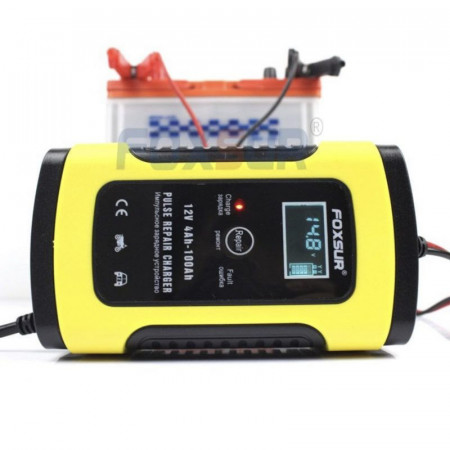 Redresor smart acumulatori auto - moto ,12V, 4ah-100ah cu display , 6A viteza maxima incarcare , inteligent , functie de reparare acumulator prin impulsuri si posibilitate incarcare baterie direct pe masina, inclusiv cu start -stop