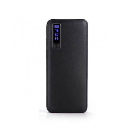 Acumulator Extern Profesional, 20000mAh, Fast Charging, Powerbank Piele Ecologica Negru - PB-2000