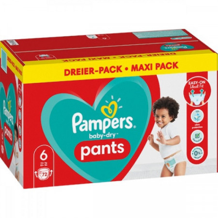 Scutece-chilotel Pampers Baby-Dry, Pants, marimea 6, 15+ Kg, 72 bucati, PM11343