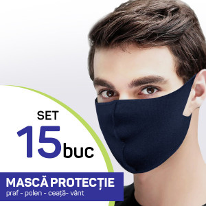 Set 15 buc Masca protectie pentru fata Fashion, culoare bluemarin