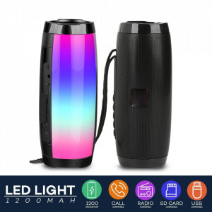 Boxa stereo Bluetooth 157, Portabila, Radio FM, USB, Aux, TF Card, lumina ambientala multicolora