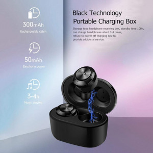 Căști Wireless A6 Bluetooth 5.0 stereo,muzica 4D impermeabile, sunet Hi-Fi, negru, CASTI-A6
