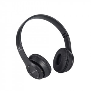Casti wireless P47, Stereo Headphones, Fm Radio, MP3 Player, Microfon incorporat, Port Micro SD, Negru