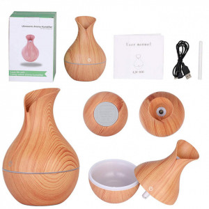 Difuzor Aromaterapie cu ultrasunete si Umidificator cu led, Home Store, 130 ml, Light Wood