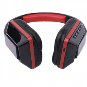 Casti audio bluetooth Ovleng MX111 rosu-negru, difuzor 40mm, microfon, slot sd card, radio fm, baterie 200mAh, distanta maxima 10m, wireless