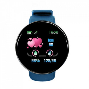 Bratara Fitness Smartband D18 Waterproof IP65, Incarcare USB, Bluetooth 4.0, Display Touch Color OLED, Albastru