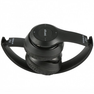 Casti wireless P47, Stereo Headphones, Fm Radio, MP3 Player, Microfon incorporat, Port Micro SD, Negru