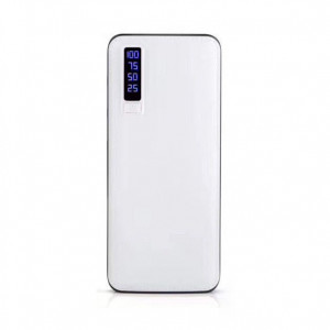 Acumulator Extern Profesional, 30000mAh, Fast Charging, Powerbank Piele Ecologica Alb - PB-3000