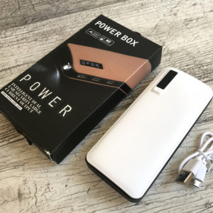 Acumulator Extern Profesional, 30000mAh, Fast Charging, Powerbank Piele Ecologica Alb - PB-3000