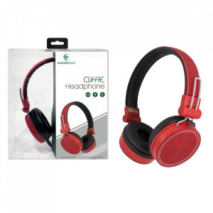 Casti audio SaatchiTech cu fir Jack Detasabil, Microfon incorporat, Culoare Rosie