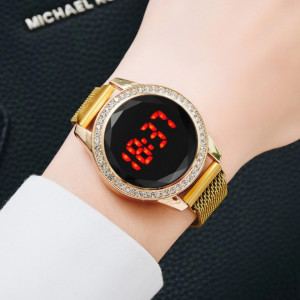 Ceas Dama Fashion Touch Screen Digital, Curea Magnetica, Swarovski elements, Auriu, LD090-V2