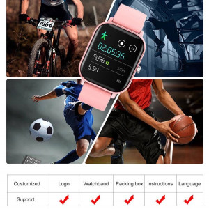 Ceas inteligent - Smartwatch P8 ecran cu touch 1.4 inch color HD, moduri sport, pedometru, puls, notificari, black
