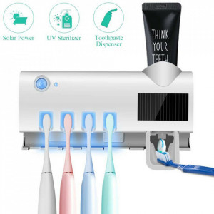 Dozator Pasta De Dinti + Suport Periute Cu Functie de sterilizare Antibacteriala si Lumina UV
