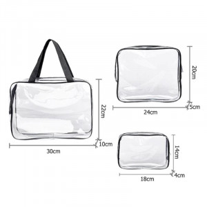 Set 3 gentute cosmetice, portfard calatorie/voiaj transparente cu fermoar