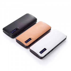 Acumulator Extern Profesional, 30000mAh, Fast Charging, Powerbank Piele Ecologica Alb - PB-3000