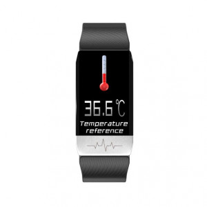 Bratara Fitness T1S Negru, ECG, Puls, Oxigenarea Sangelui, Temperatura Corpului, Bluetooth, Sedentarism, Alerte
