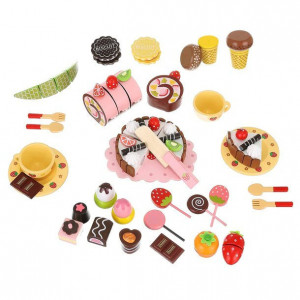 Set cutie din lemn cu tort si dulciuri cu arici si magnet, 31 piese, PM000093553