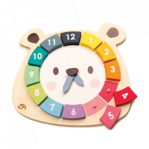 Ceasul Ursul colorat, din lemn, 12 piese