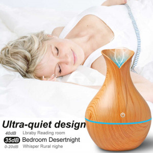Difuzor Aromaterapie cu ultrasunete si Umidificator cu led, Home Store, 130 ml, Light Wood