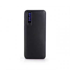 Acumulator Extern Profesional, 20000mAh, Fast Charging, Powerbank Piele Ecologica Negru - PB-2000