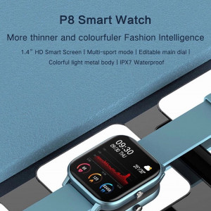 Ceas inteligent - Smartwatch P8 ecran cu touch 1.4 inch color HD, moduri sport, pedometru, puls, notificari, blue