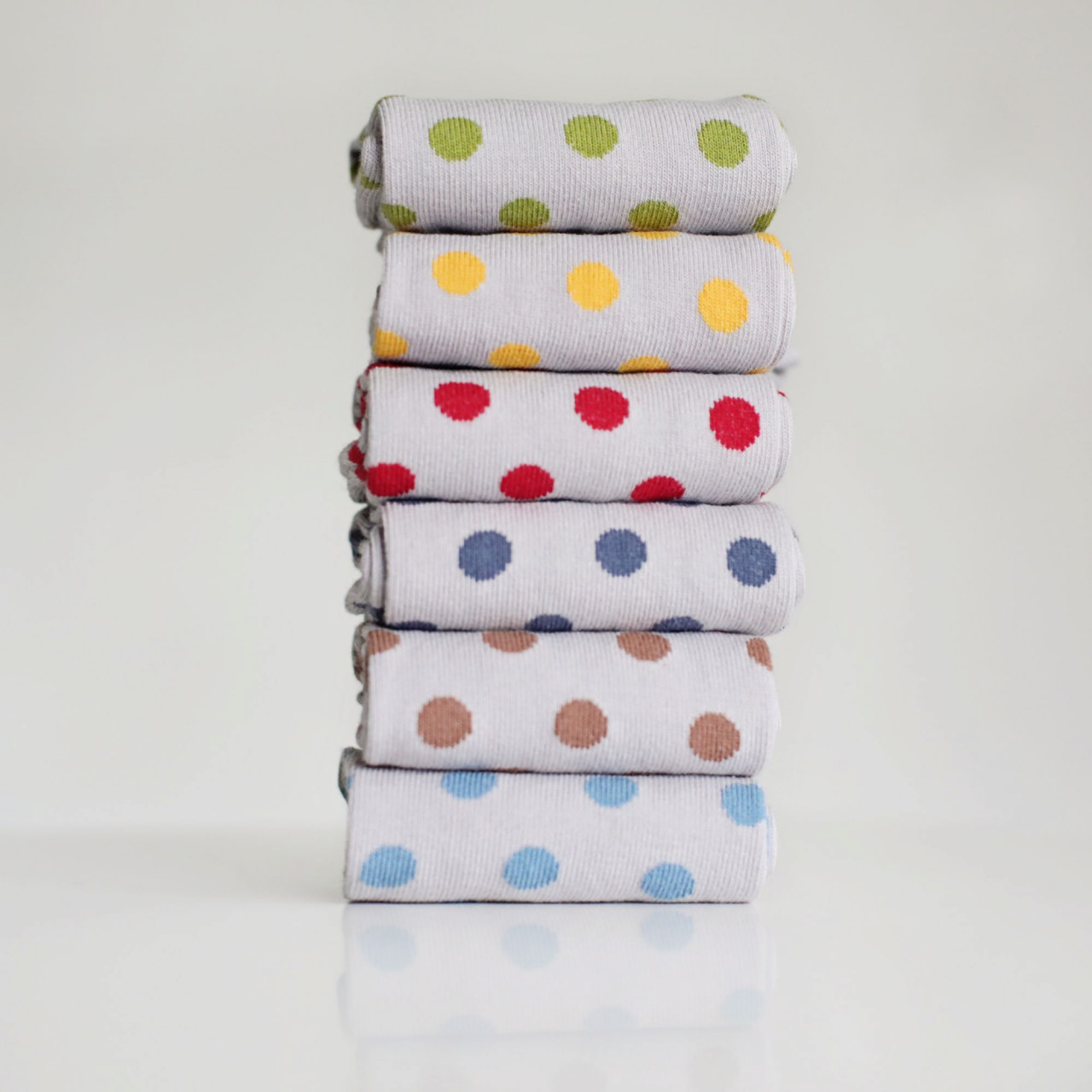 Set 6 perechi Șosete gri cu buline medii multicolor