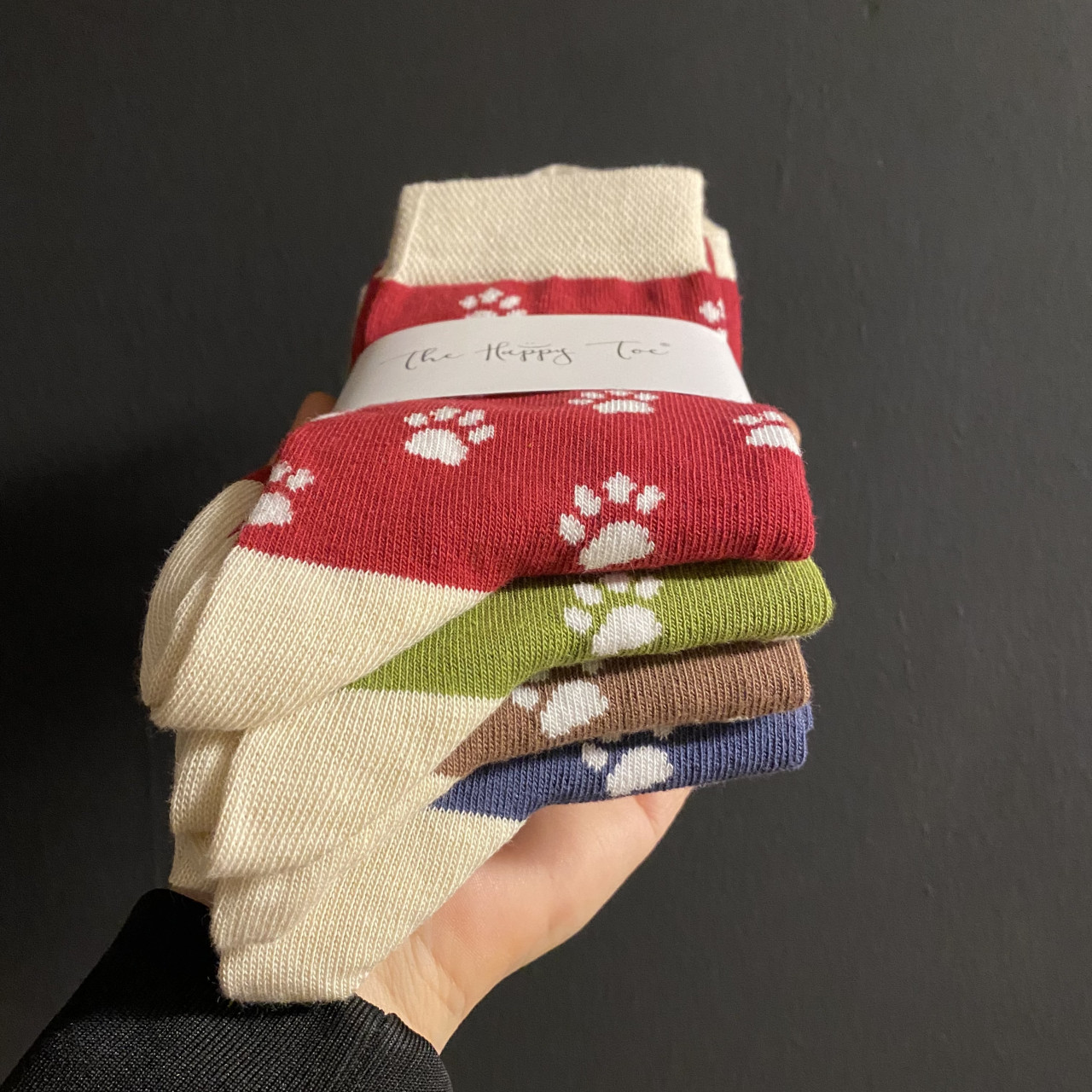 Set 4 perechi de Șosete vesele cu lăbuțe, multicolor, model Paws