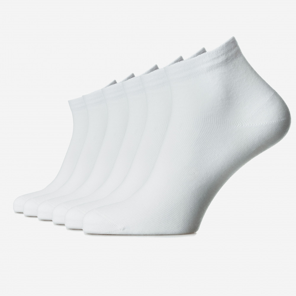 Set 6 perechi șosete scurte albe din bumbac pieptănat, pentru femei