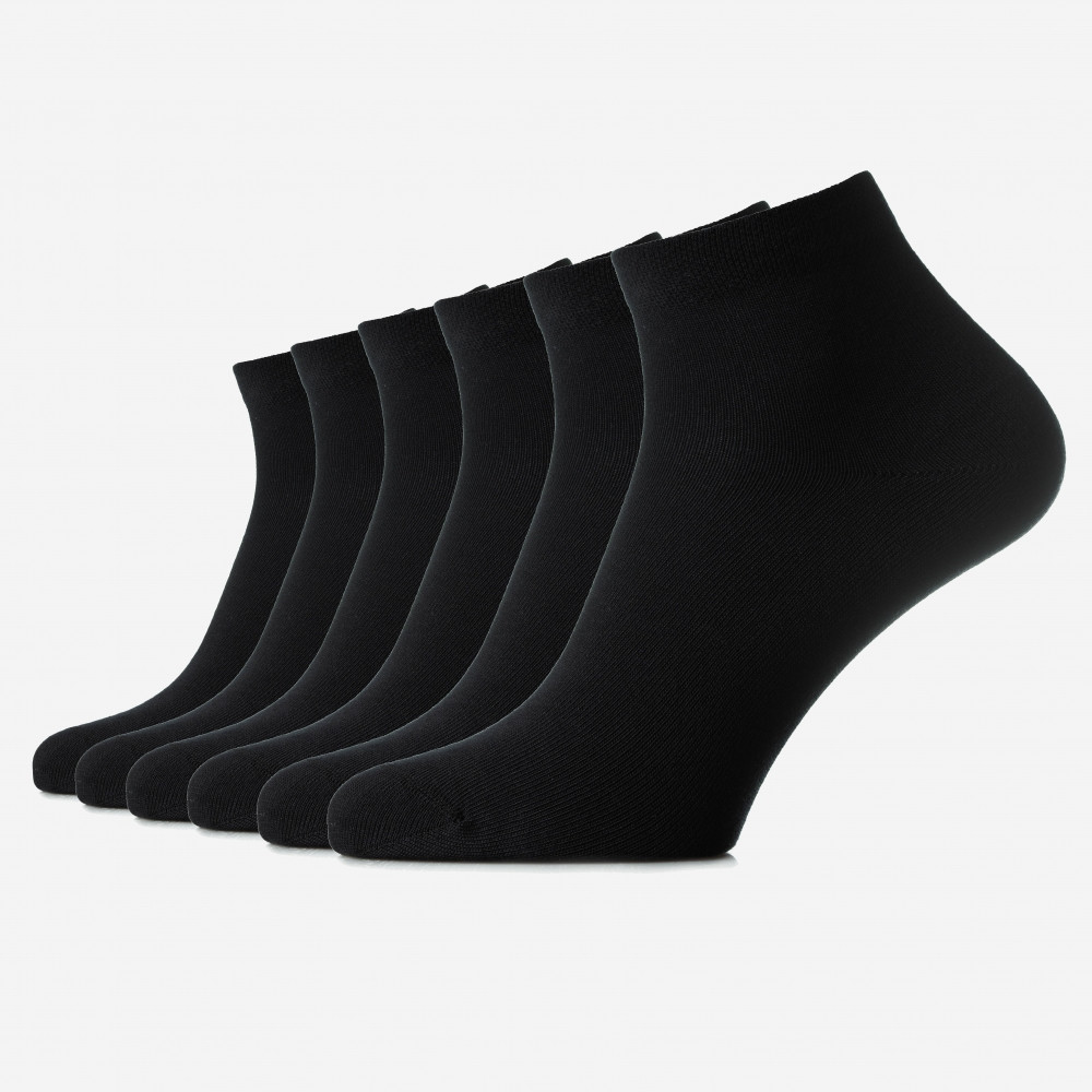Set 6 perechi șosete scurte negre din bumbac pieptănat, pentru femei