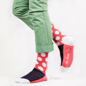 Șosete vesele cu model Half Huge Dots - Red
