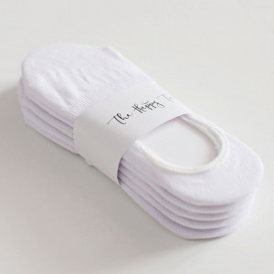 Set 5 perechi Șosete invizibile tip balerini albe din bumbac, Colecția Basic