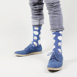 Șosete vesele cu model Flying Rams - Dark Blue