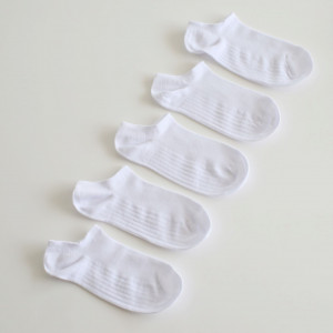 Set 5 perechi Sosete foarte scurte albe tip talpici cu tricot respirabil