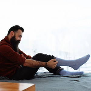 Set 2 perechi Șosete groase albastru deschis din lână și PNA