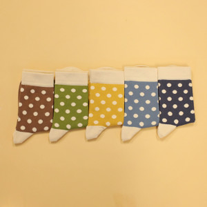 Set 5 perechi Șosete multicolor cu buline medii