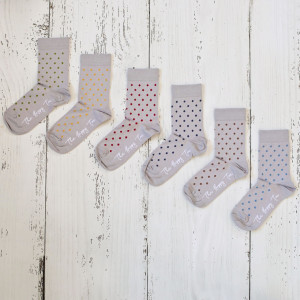 Set 6 perechi Șosete gri cu buline mici multicolor