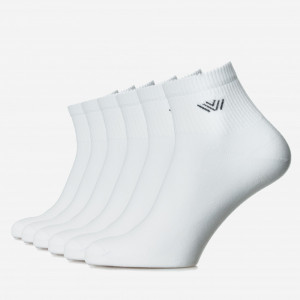 Set 6 perechi șosete sport albe din bumbac pieptănat, pentru bărbați